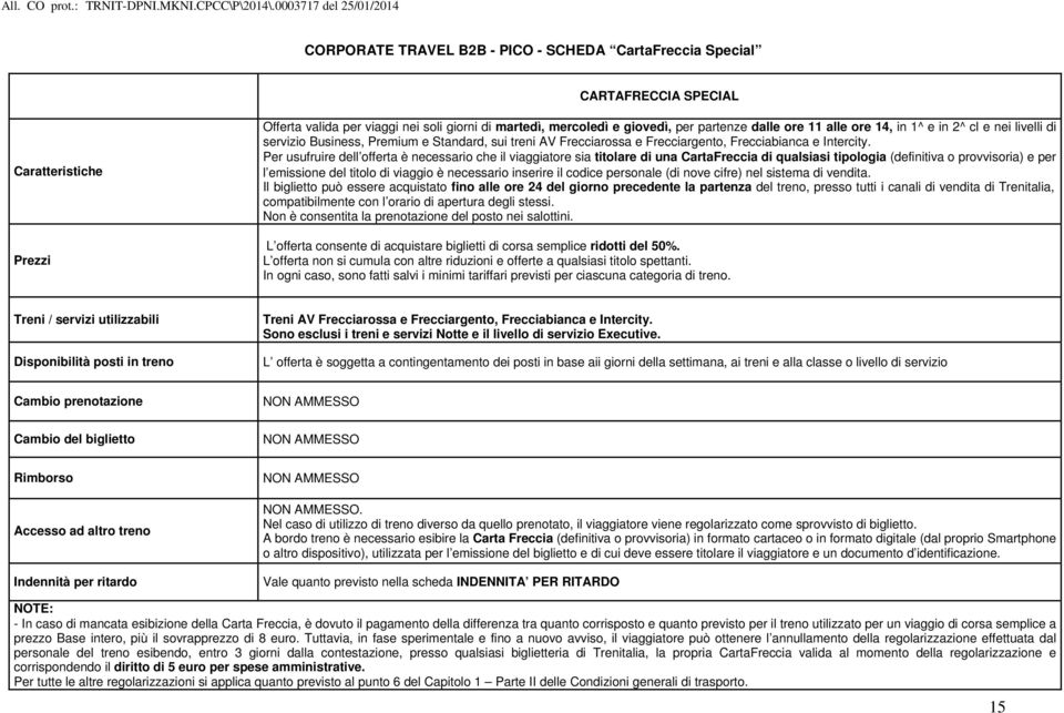 Per usufruire dell offerta è necessario che il viaggiatore sia titolare di una CartaFreccia di qualsiasi tipologia (definitiva o provvisoria) e per l emissione del titolo di viaggio è necessario