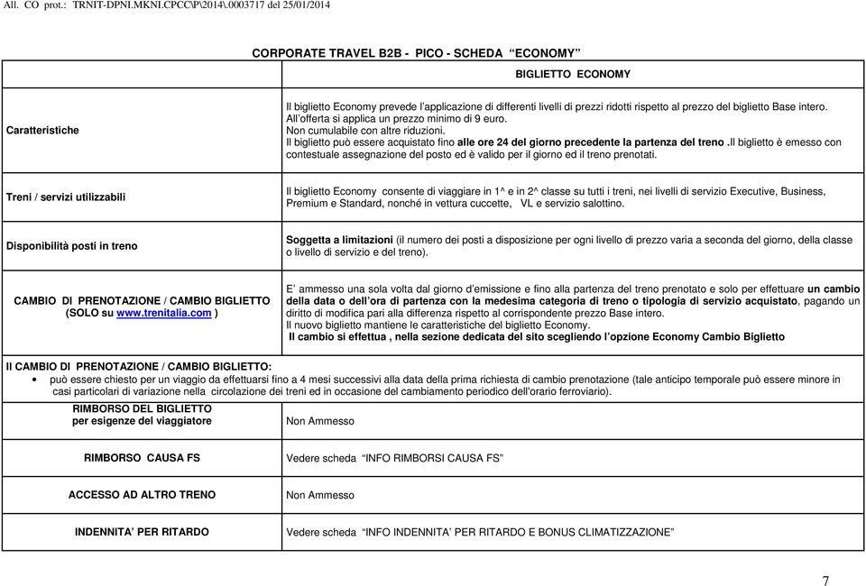 il biglietto è emesso con contestuale assegnazione del posto ed è valido per il giorno ed il treno prenotati.