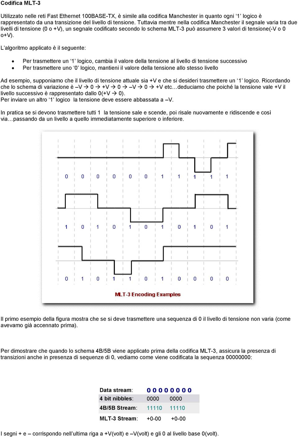 L algoritmo applicato è il seguente: Per trasmettere un 1 logico, cambia il valore della tensione al livello di tensione successivo Per trasmettere uno 0 logico, mantieni il valore della tensione