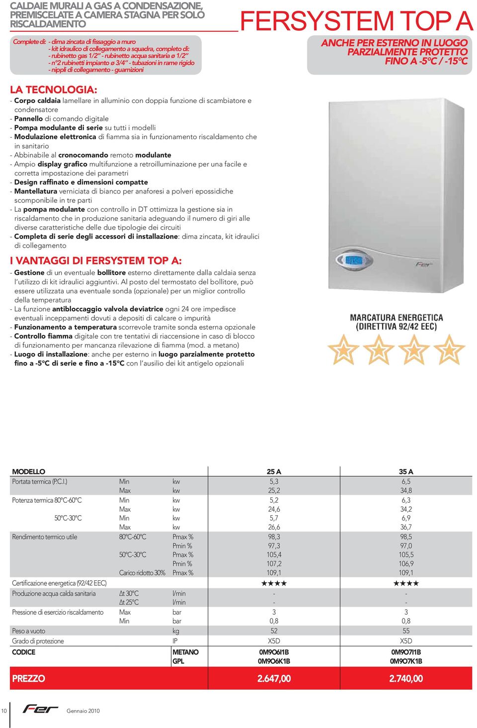 A 5 C / 15 C LA TECNOLOGIA: Corpo caldaia lamellare in alluminio con doppia funzione di scambiatore e condensatore Pannello di comando digitale Pompa modulante di serie su tutti i modelli Modulazione