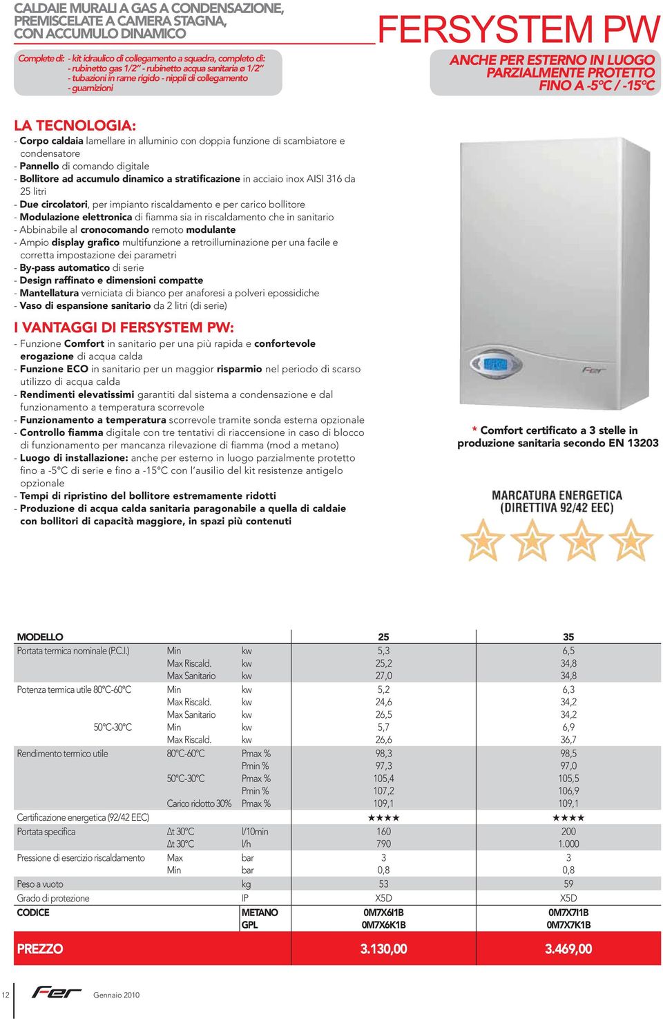 digitale Bollitore ad accumulo dinamico a stratificazione in acciaio inox AISI 316 da 25 litri Due circolatori, per impianto riscaldamento e per carico bollitore Modulazione elettronica di fiamma sia