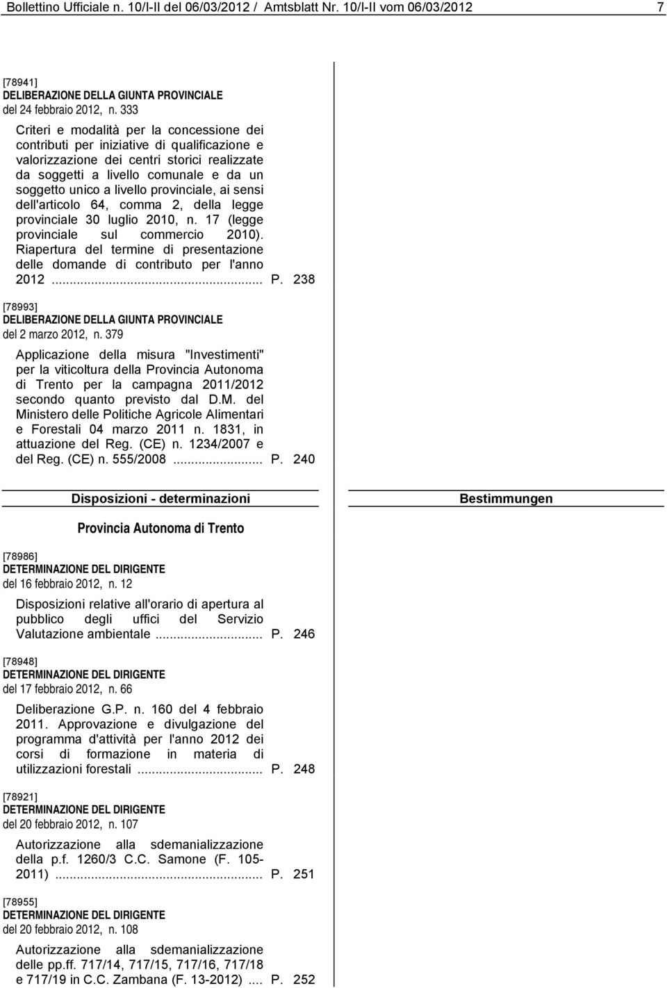 livello provinciale, ai sensi dell'articolo 64, comma 2, della legge provinciale 30 luglio 2010, n. 17 (legge provinciale sul commercio 2010).