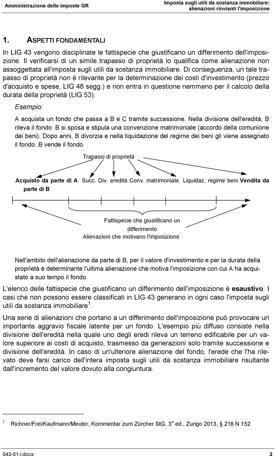 Di conseguenza, un tale trapasso di proprietà non è rilevante per la determinazione dei costi d'investimento (prezzo d'acquisto e spese, LIG 48 segg.