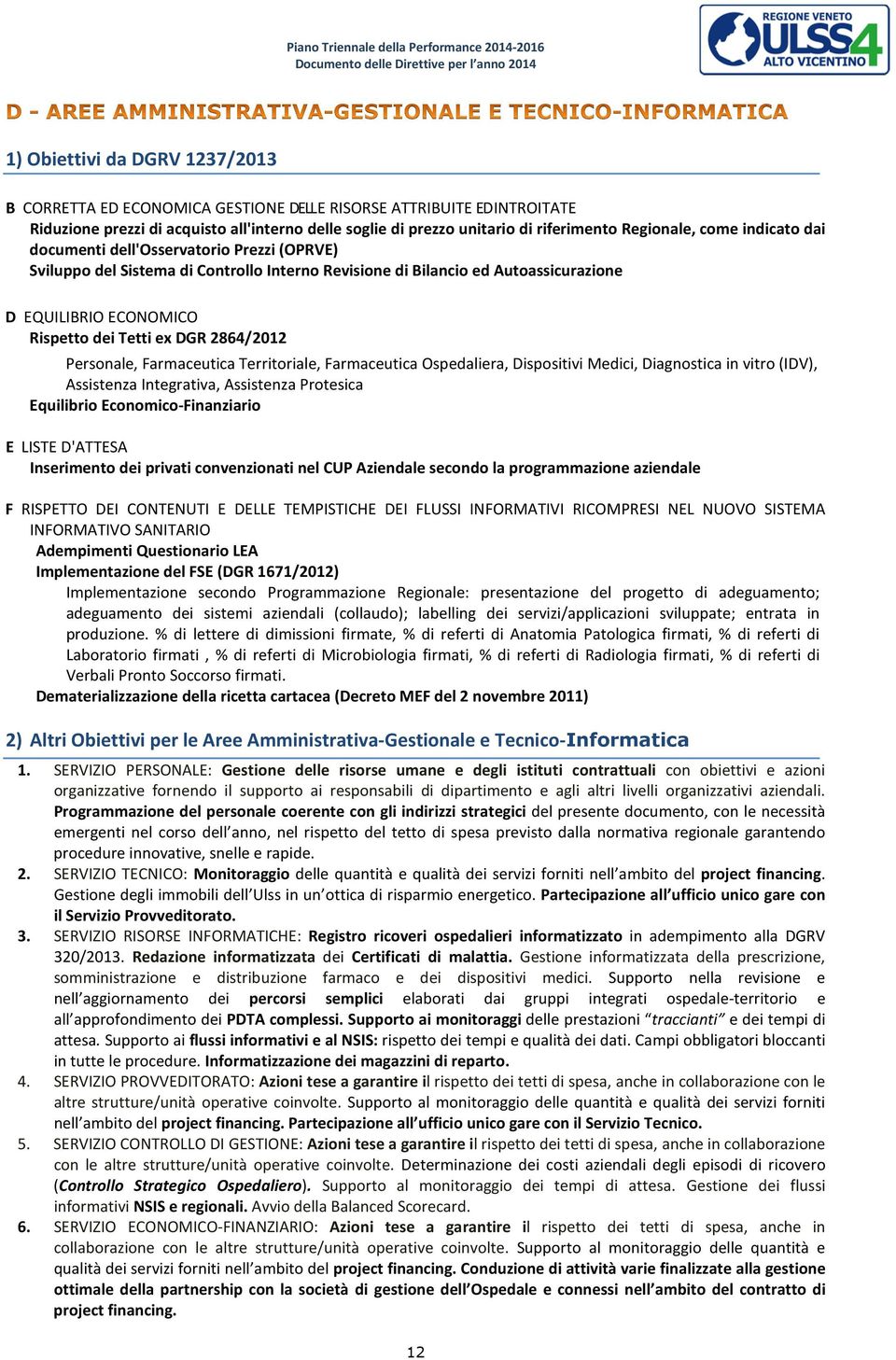 ex DGR 2864/2012 Personale, Farmaceutica Territoriale, Farmaceutica Ospedaliera, Dispositivi Medici, Diagnostica in vitro (IDV), Assistenza Integrativa, Assistenza Protesica Equilibrio