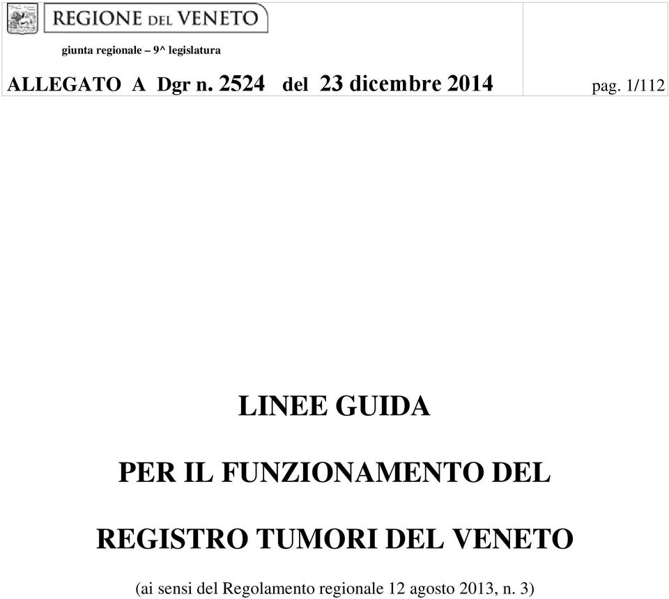 1/112 LINEE GUIDA PER IL FUNZIONAMENTO DEL REGISTRO