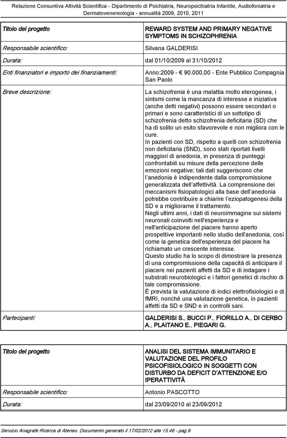 primari e sono caratteristici di un sottotipo di schizofrenia detto schizofrenia deficitaria (SD) che ha di solito un esito sfavorevole e non migliora con le cure.