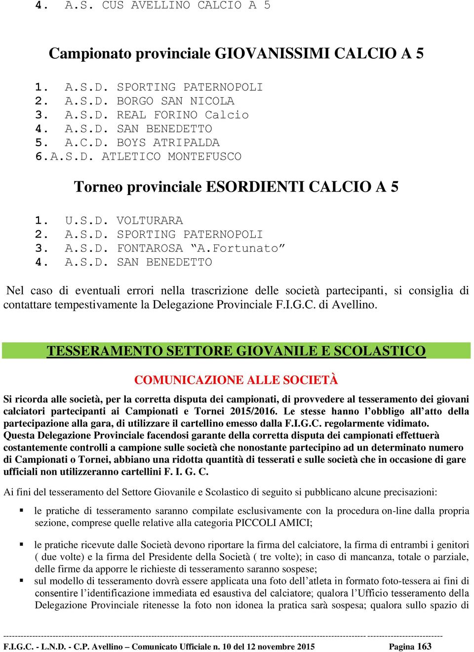 I.G.C. di Avellino.