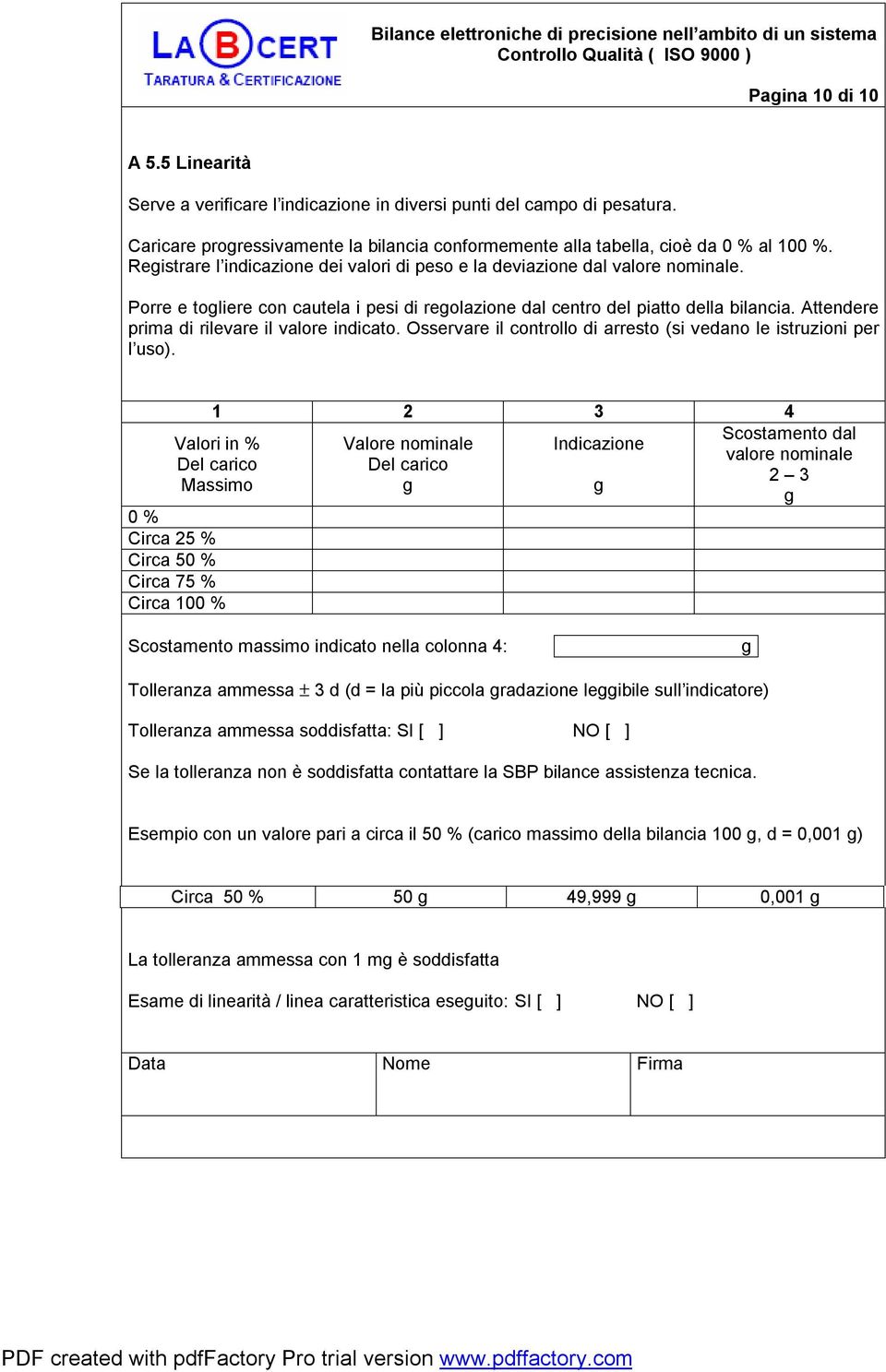 Attendere prima di rilevare il valore indicato. Osservare il controllo di arresto (si vedano le istruzioni per l uso).