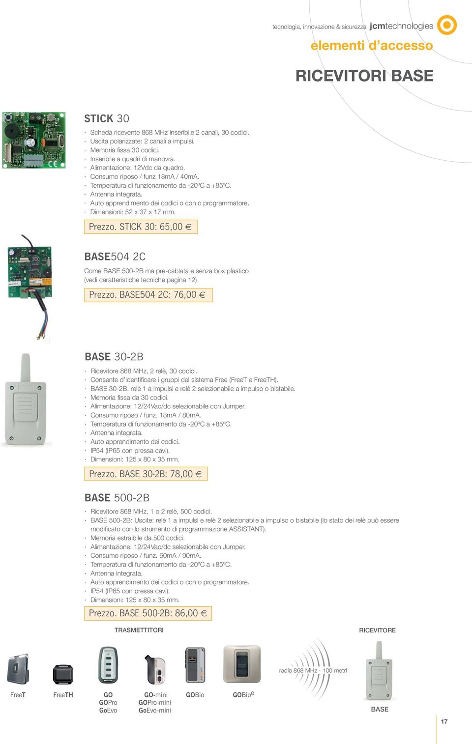 Auto apprendimento dei codici o con o programmatore. Dimensioni: 52 x 37 x 17 mm. Prezzo.