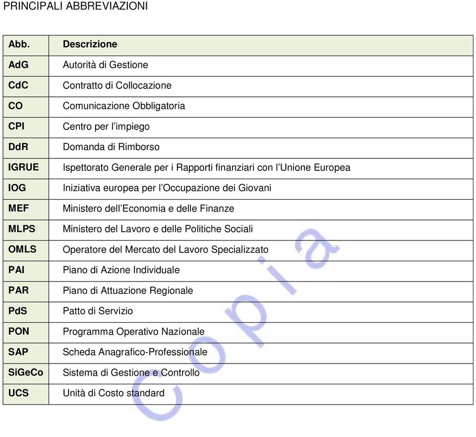 per l impiego Domanda di Rimborso Ispettorato Generale per i Rapporti finanziari con l Unione Europea Iniziativa europea per l Occupazione dei Giovani Ministero dell