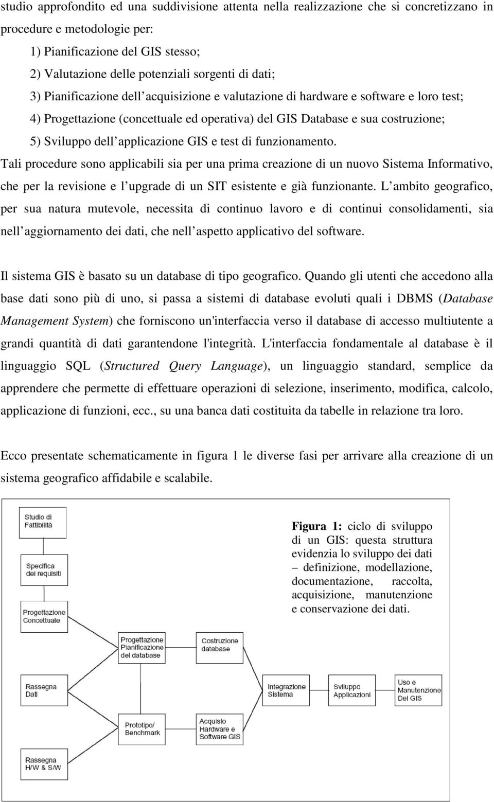 applicazione GIS e test di funzionamento.