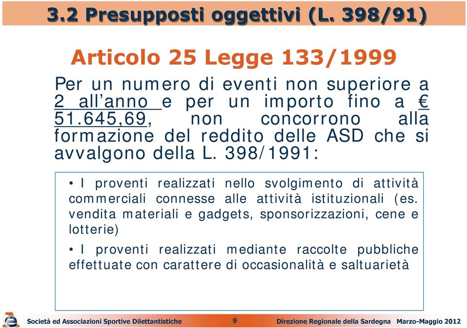 645,69, non concorrono alla formazione del reddito delle ASD che si avvalgono della L.