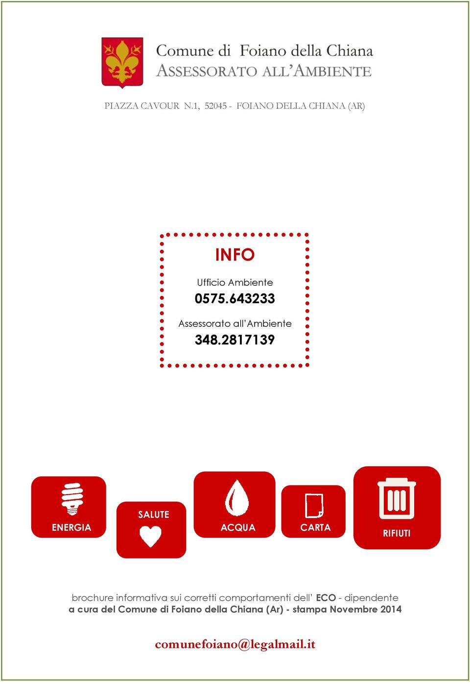 2817139 SALUTE ENERGIA ACQUA CARTA RIFIUTI brochure informativa sui corretti