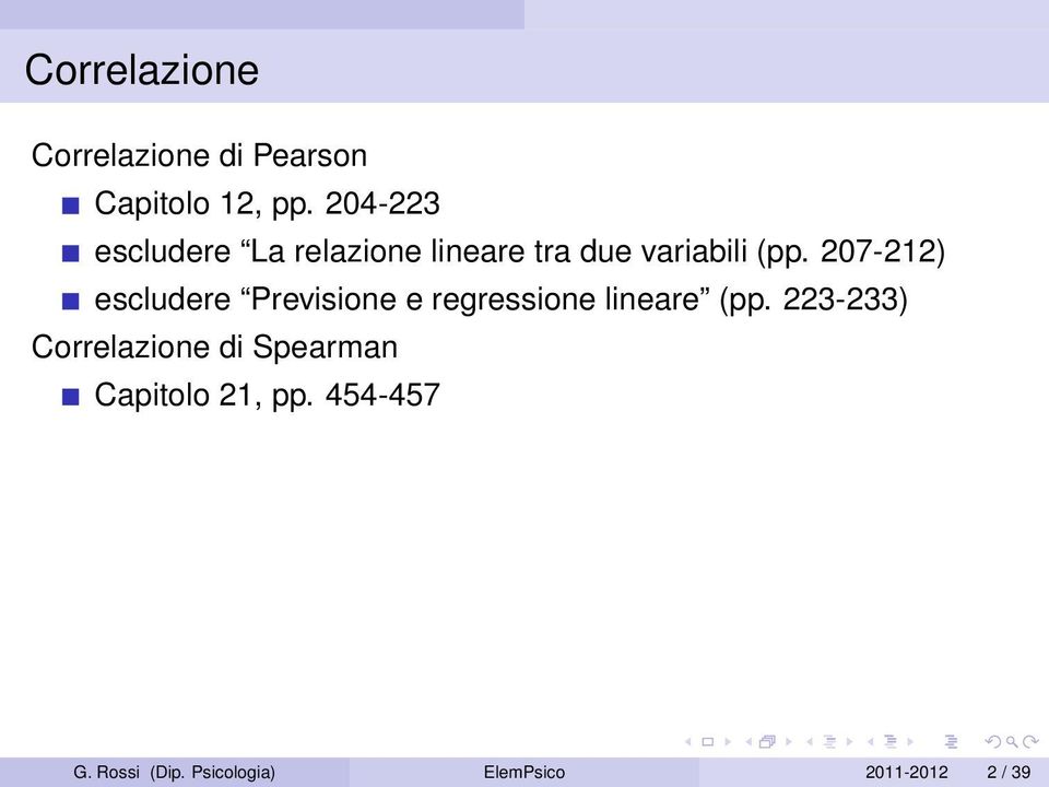 207-212) escludere Previsione e regressione lineare (pp.