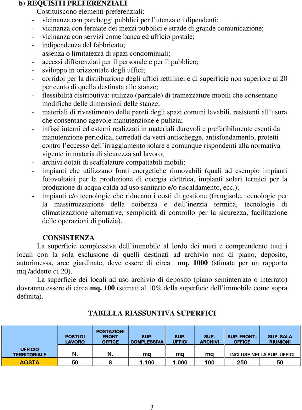 pubblico; - sviluppo in orizzontale degli uffici; - corridoi per la distribuzione degli uffici rettilinei e di superficie non superiore al 20 per cento di quella destinata alle stanze; - flessibilità