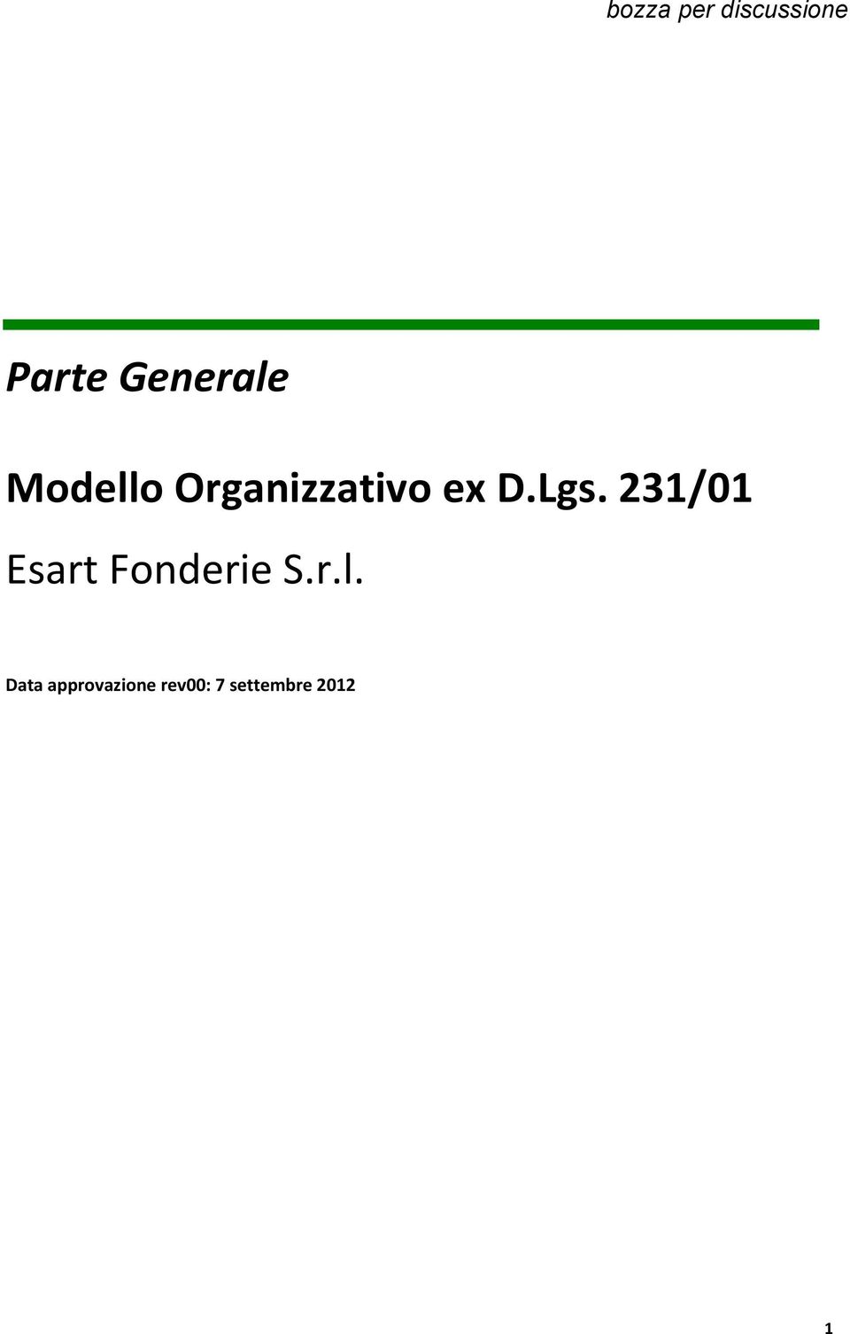 231/01 Esart Fonderie S.r.l.