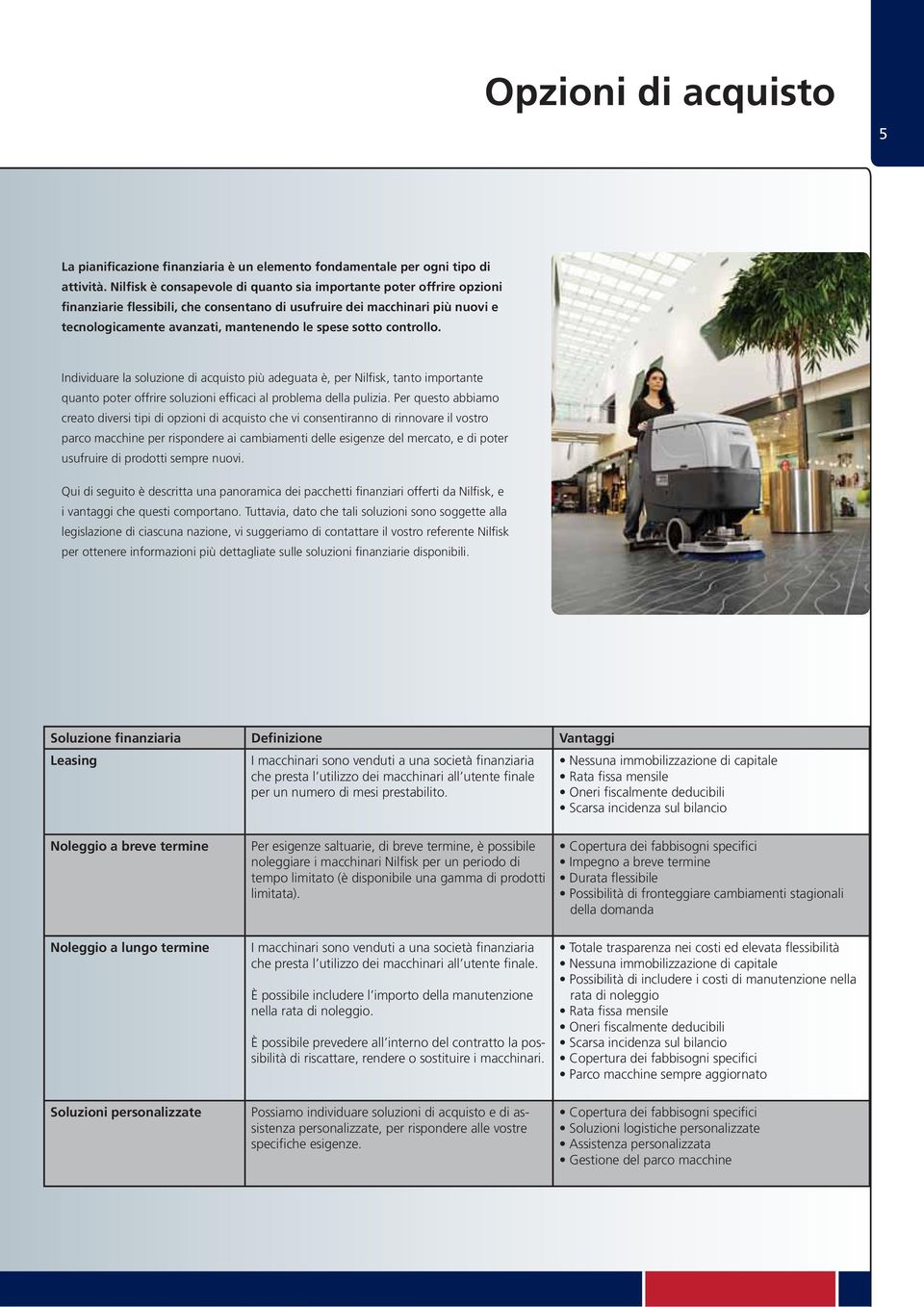 sotto controllo. Individuare la soluzione di acquisto più adeguata è, per Nilfisk, tanto importante quanto poter offrire soluzioni efficaci al problema della pulizia.