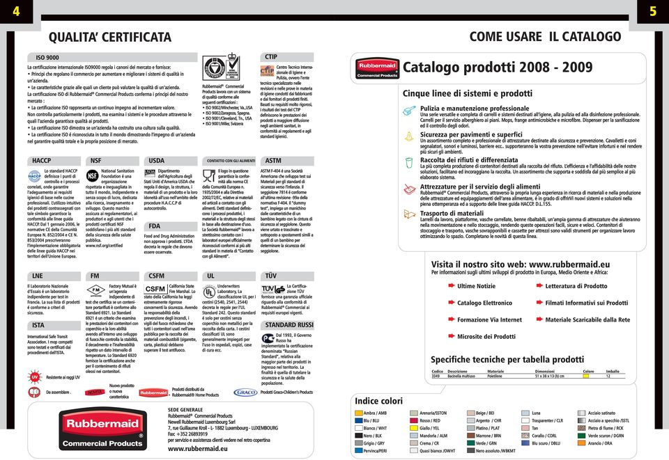 La certificazione ISO di Rubbermaid Commercial Products conferma i principi del nostro mercato : La certificazione ISO rappresenta un continuo impegno ad incrementare valore.