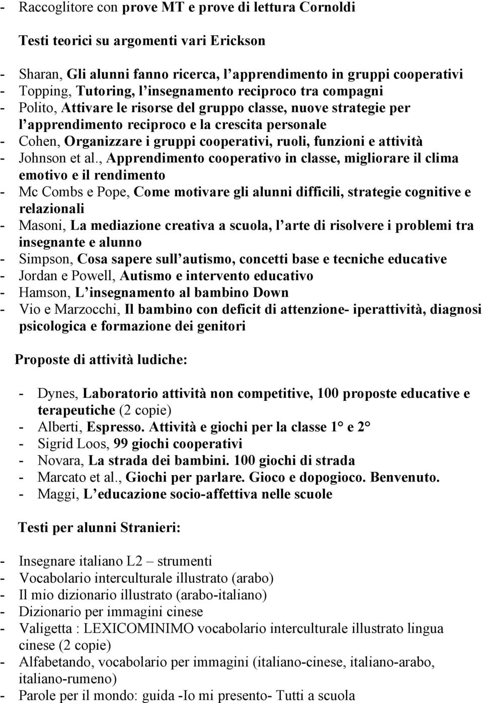 funzioni e attività - Johnson et al.