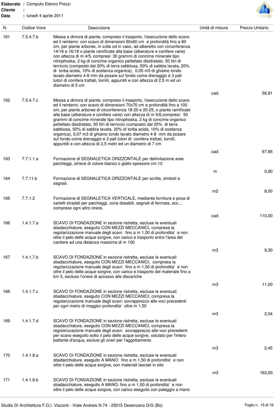 alberetto con circonferenza 14/16 e 16/18 o piante ramificate alla base (alberature e conifere varie) con altezza di m 4/5, compresi 30 grammi di concime minerale tipo nitrophoska, 2 kg di concime