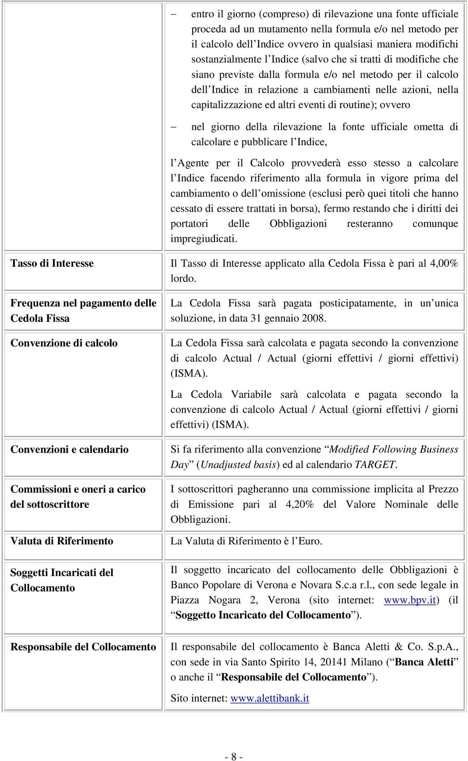 routine); ovvero nel giorno della rilevazione la fonte ufficiale ometta di calcolare e pubblicare l Indice, l Agente per il Calcolo provvederà esso stesso a calcolare l Indice facendo riferimento