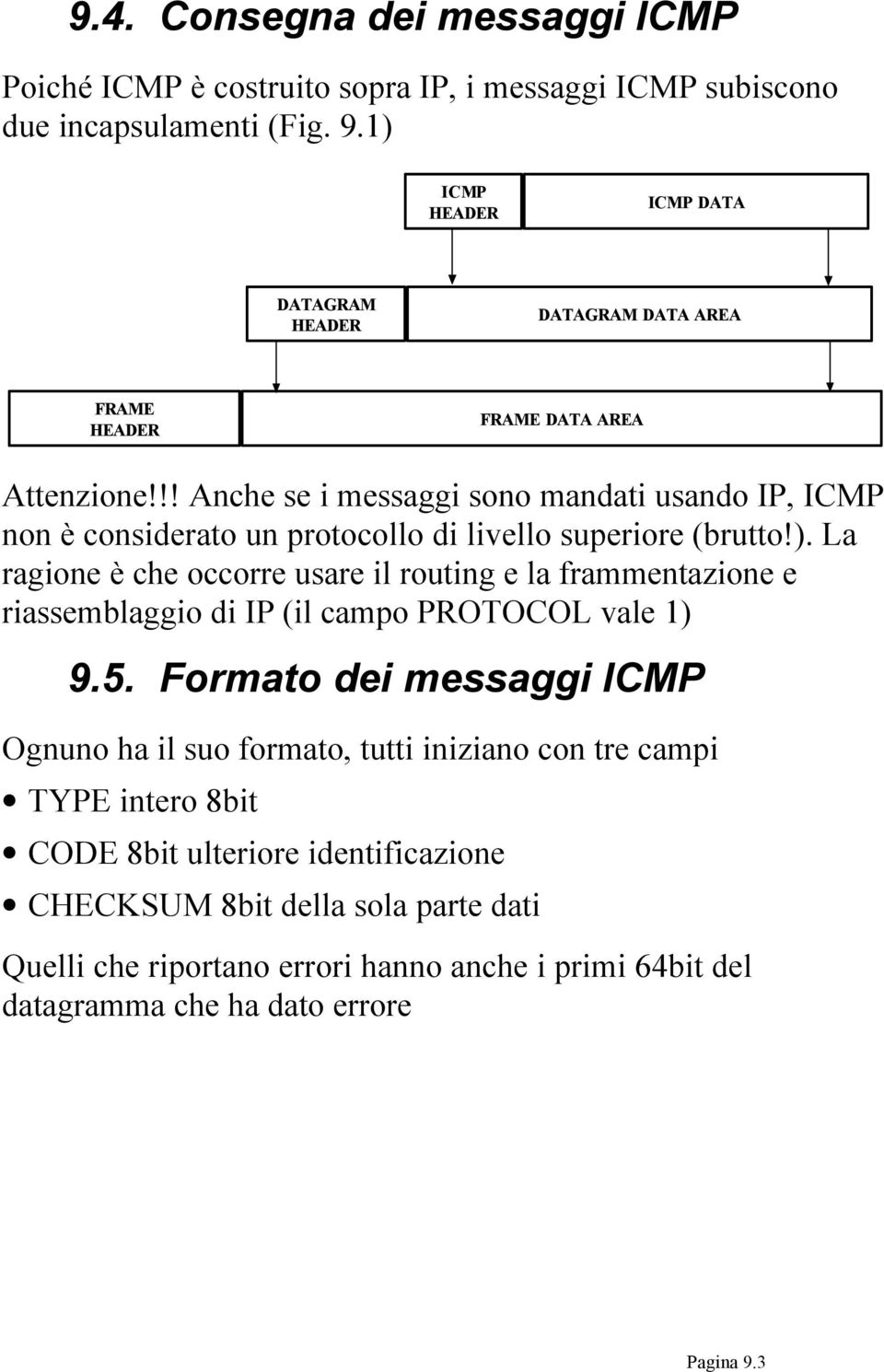 !! Anche se i messaggi sono mandati usando IP, ICMP non è considerato un protocollo di livello superiore (brutto!).