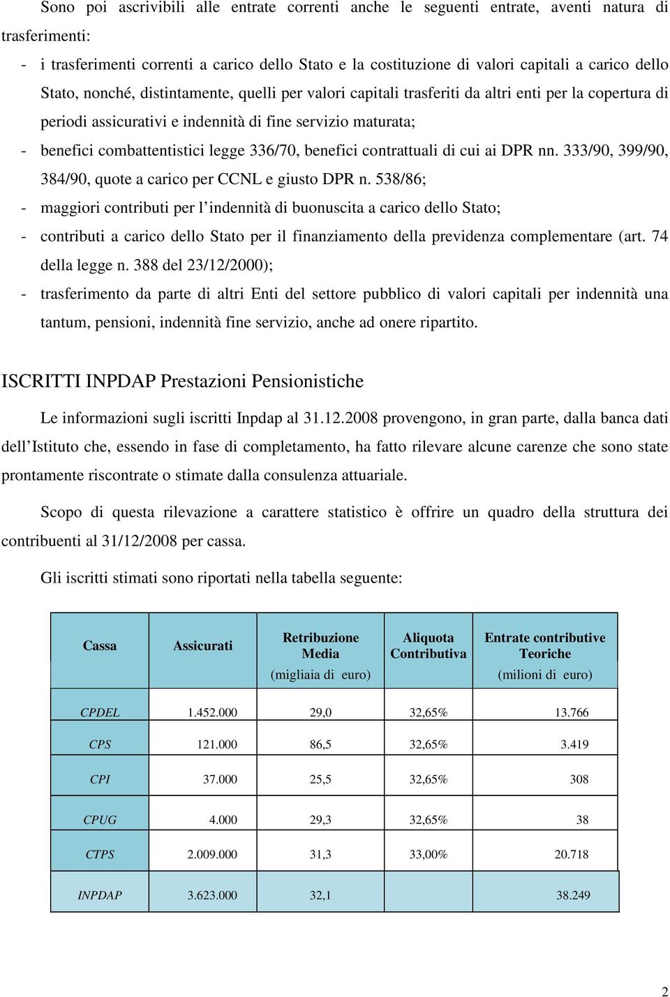 legge 336/70, benefici contrattuali di cui ai DPR nn. 333/90, 399/90, 384/90, quote a carico per CCNL e giusto DPR n.