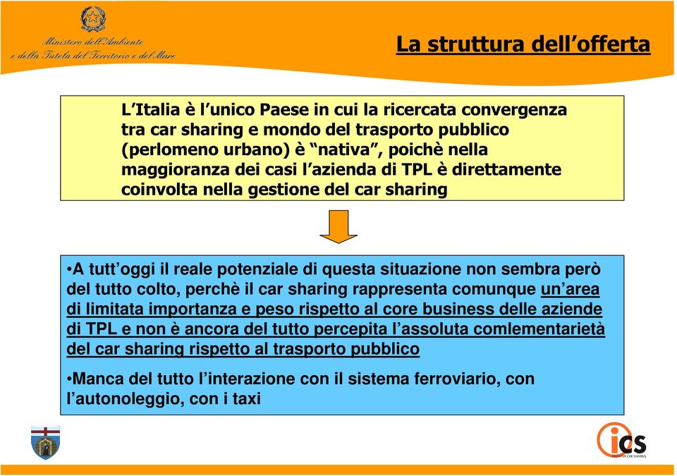 del tutto colto, perchè il car sharing rappresenta comunque un area di limitata importanza e peso rispetto al core business delle aziende di TPL e non è ancora del tutto