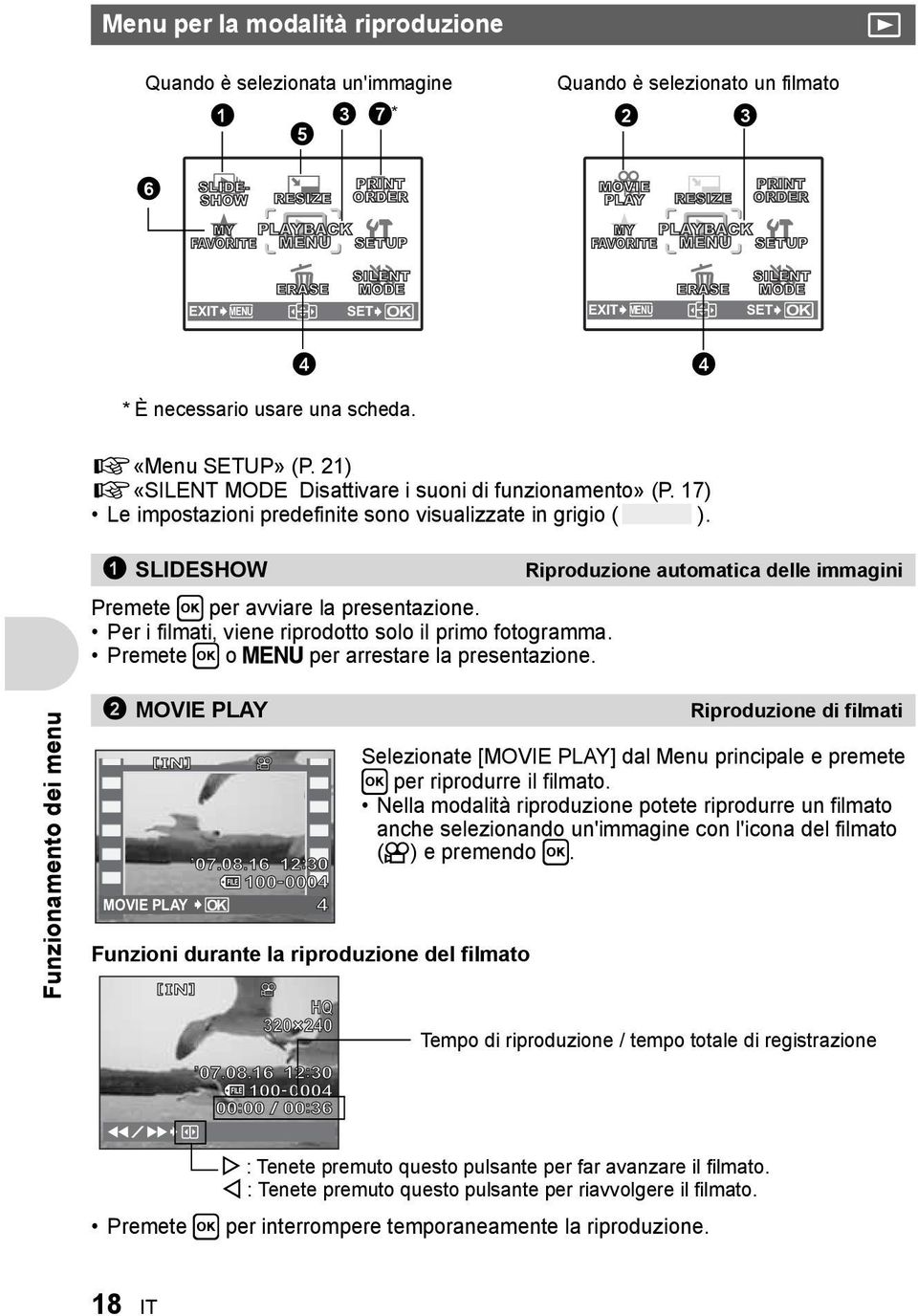 21) g«silent MODE Disattivare i suoni di funzionamento» (P. 17) Le impostazioni predefinite sono visualizzate in grigio ( ).