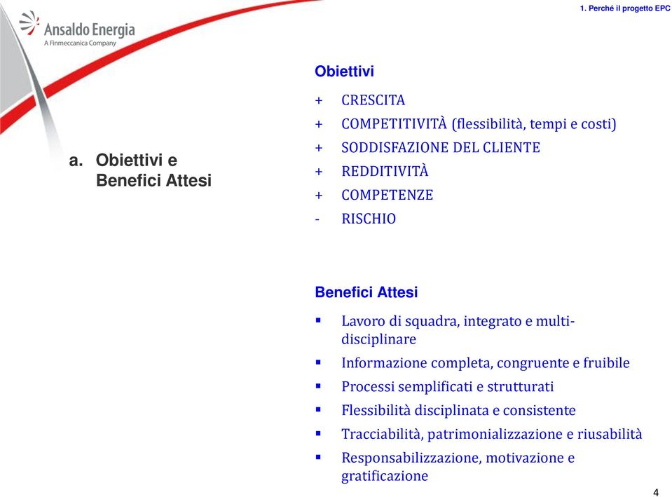 REDDITIVITÀ + COMPETENZE - RISCHIO Benefici Attesi Lavoro di squadra, integrato e multidisciplinare Informazione