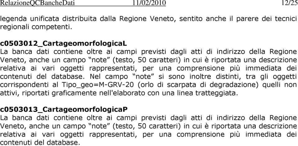 relativa ai vari oggetti rappresentati, per una comprensione più immediata dei contenuti del database.