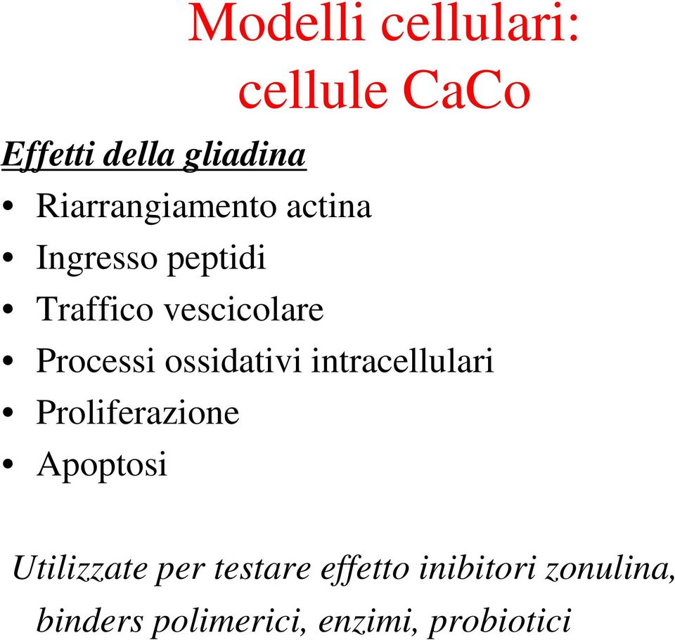 Processi ossidativi intracellulari Proliferazione Apoptosi