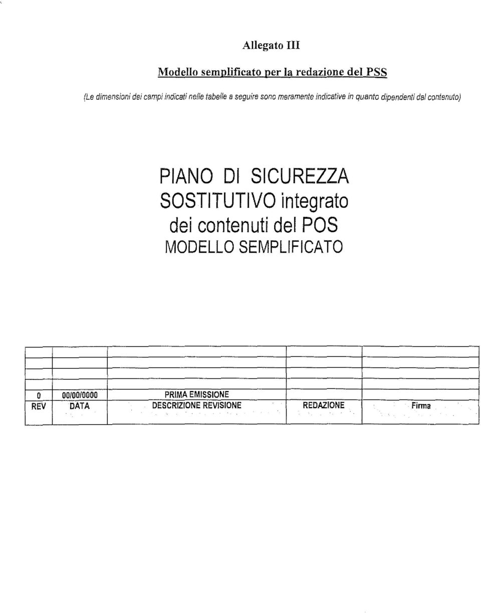 contenuto} PIANO I SICUREZZA SOSTITUTIVO integrato dei contenuti de POS MOELLO