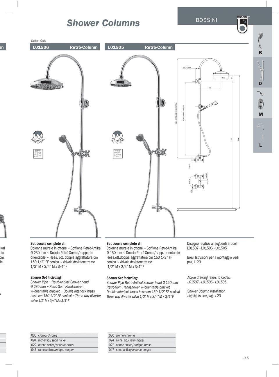 doppia aggraffatura cm 150 1/2 FF conico ~ Valvola deviatore tre vie 1/2 M x 3/4 M x 3/4 F Colonna murale in otto