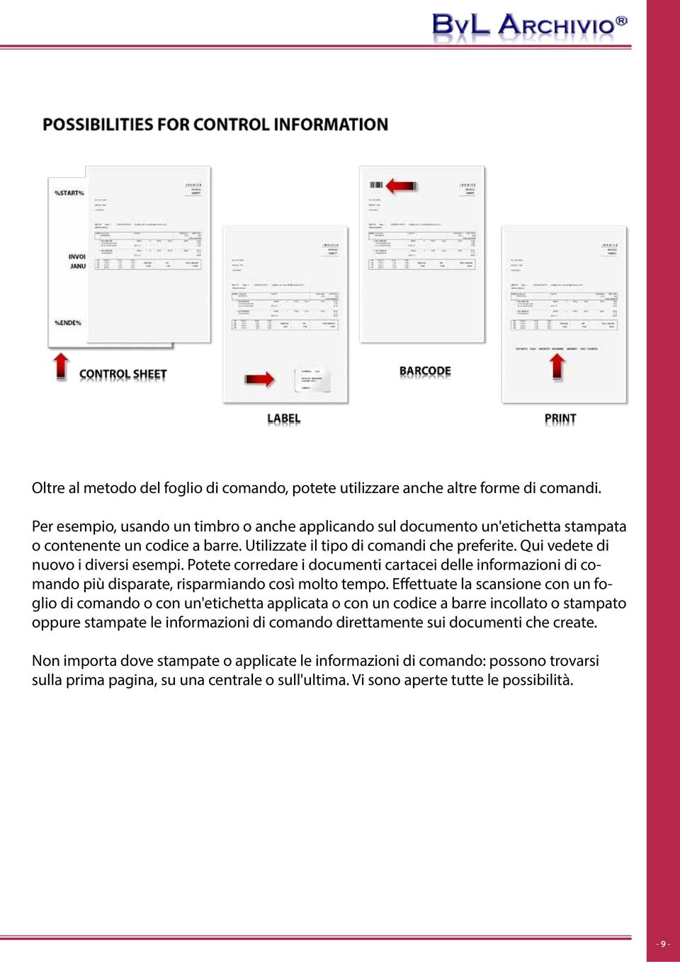 Qui vedete di nuovo i diversi esempi. Potete corredare i documenti cartacei delle informazioni di comando più disparate, risparmiando così molto tempo.