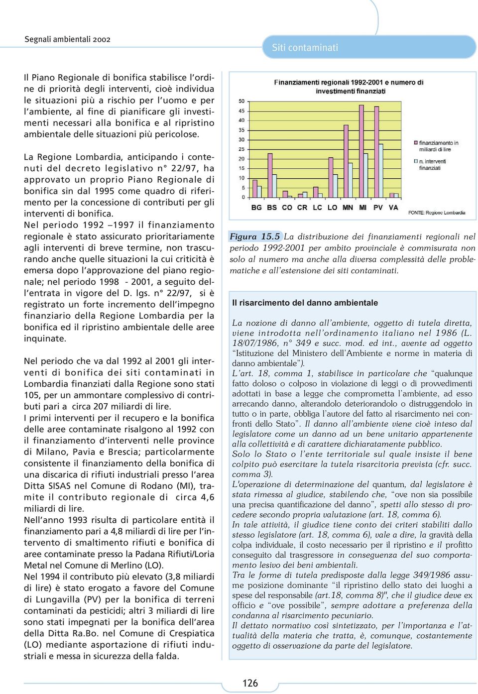 La Regione Lombardia, anticipando i contenuti del decreto legislativo n 22/97, ha approvato un proprio Piano Regionale di bonifica sin dal 1995 come quadro di riferimento per la concessione di