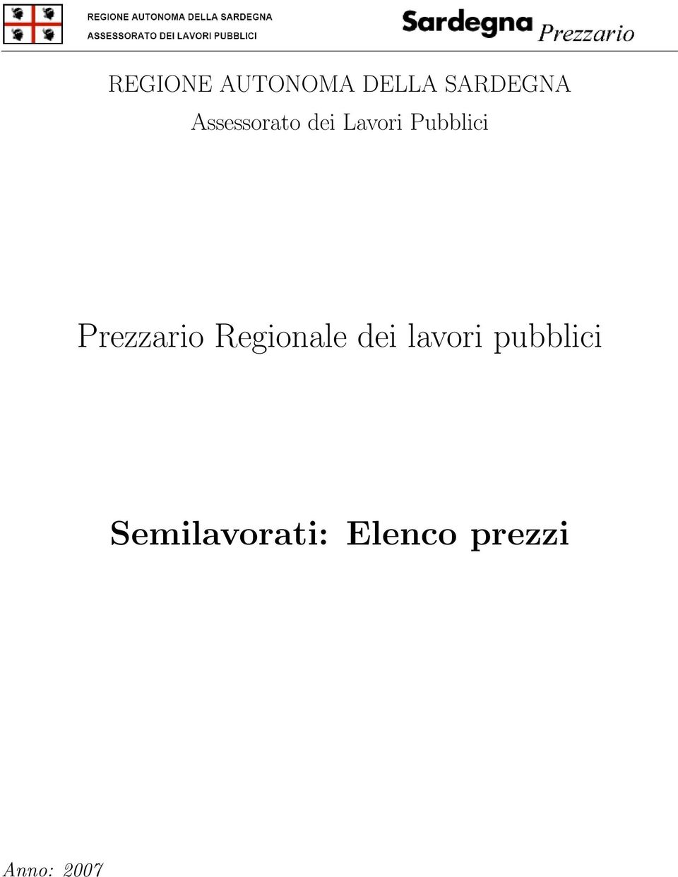 Prezzario Regionale dei lavori