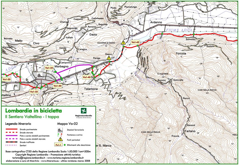 Rierimenti alla descrizione Base cartograica CT50 della Regione Lombardia Scala 1:50.