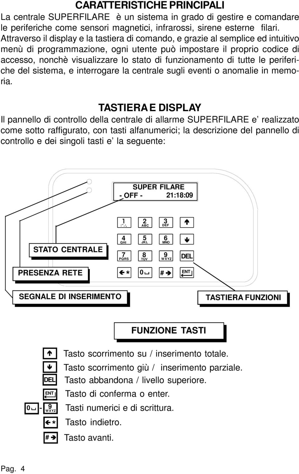 funzionamento di tutte le periferiche del sistema, e interrogare la centrale sugli eventi o anomalie in memoria.