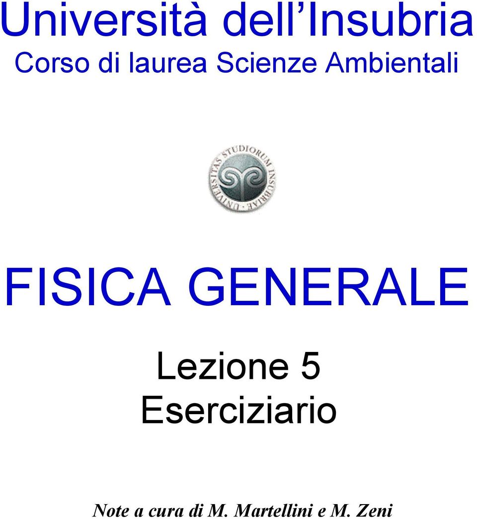 GENERLE Lezione 5 Eserciziario