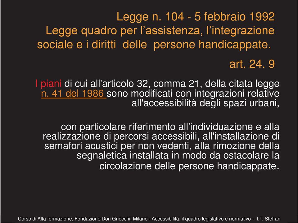 41 del 1986 sono modificati con integrazioni relative all'accessibilità degli spazi urbani, con particolare riferimento