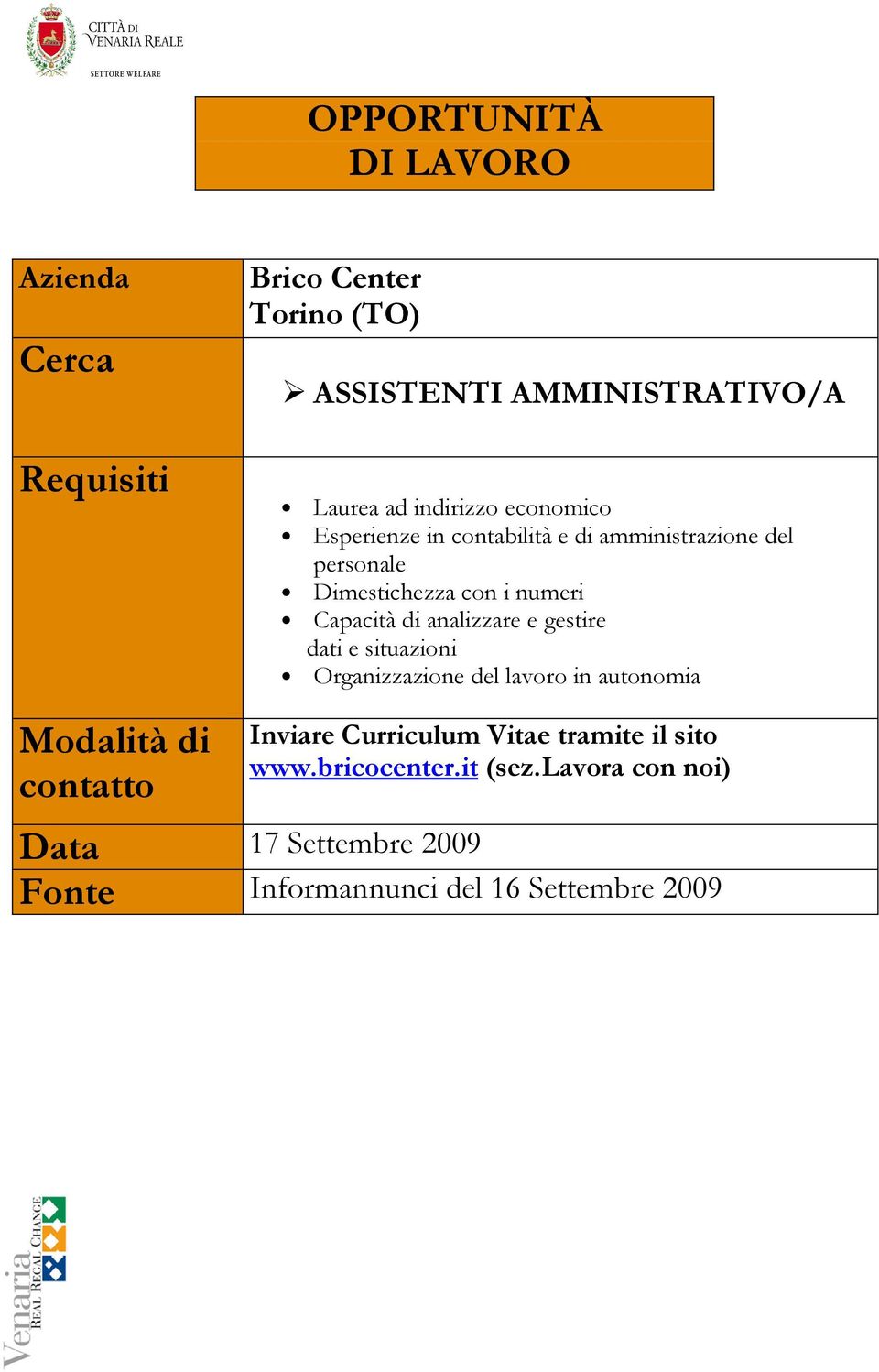 gestire dati e situazioni Organizzazione del lavoro in autonomia Inviare Curriculum Vitae tramite il