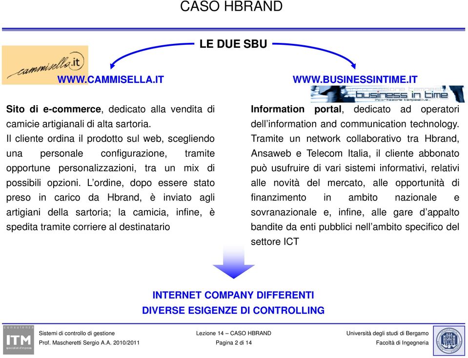 L ordine, dopo essere stato preso in carico da Hbrand, è inviato agli artigiani tga della sartoria; a; la camicia, c a, infine, è spedita tramite corriere al destinatario Information portal, dedicato