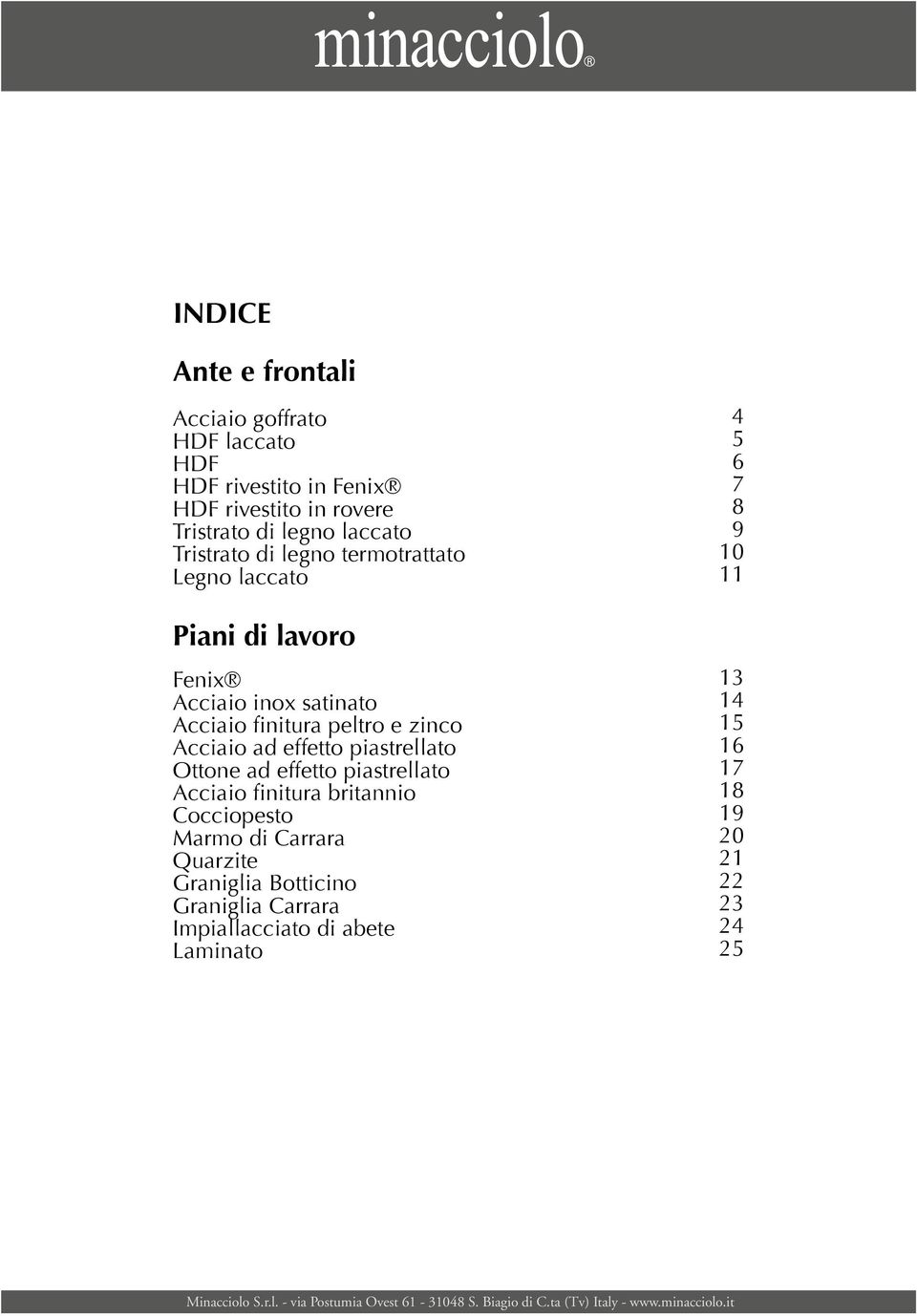 zinco Acciaio ad effetto piastrellato Ottone ad effetto piastrellato Acciaio finitura britannio Cocciopesto Marmo di Carrara