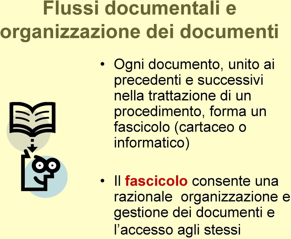 procedimento, forma un fascicolo (cartaceo o informatico) Il