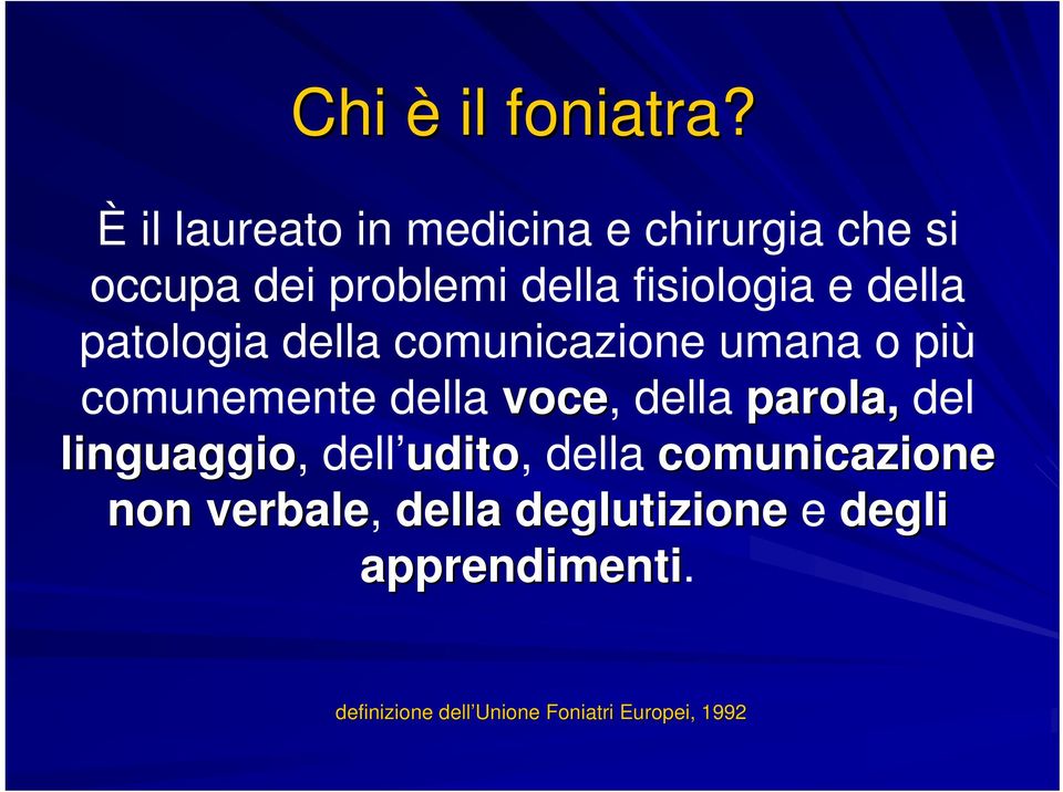 della patologia della comunicazione umana o più comunemente della voce, della