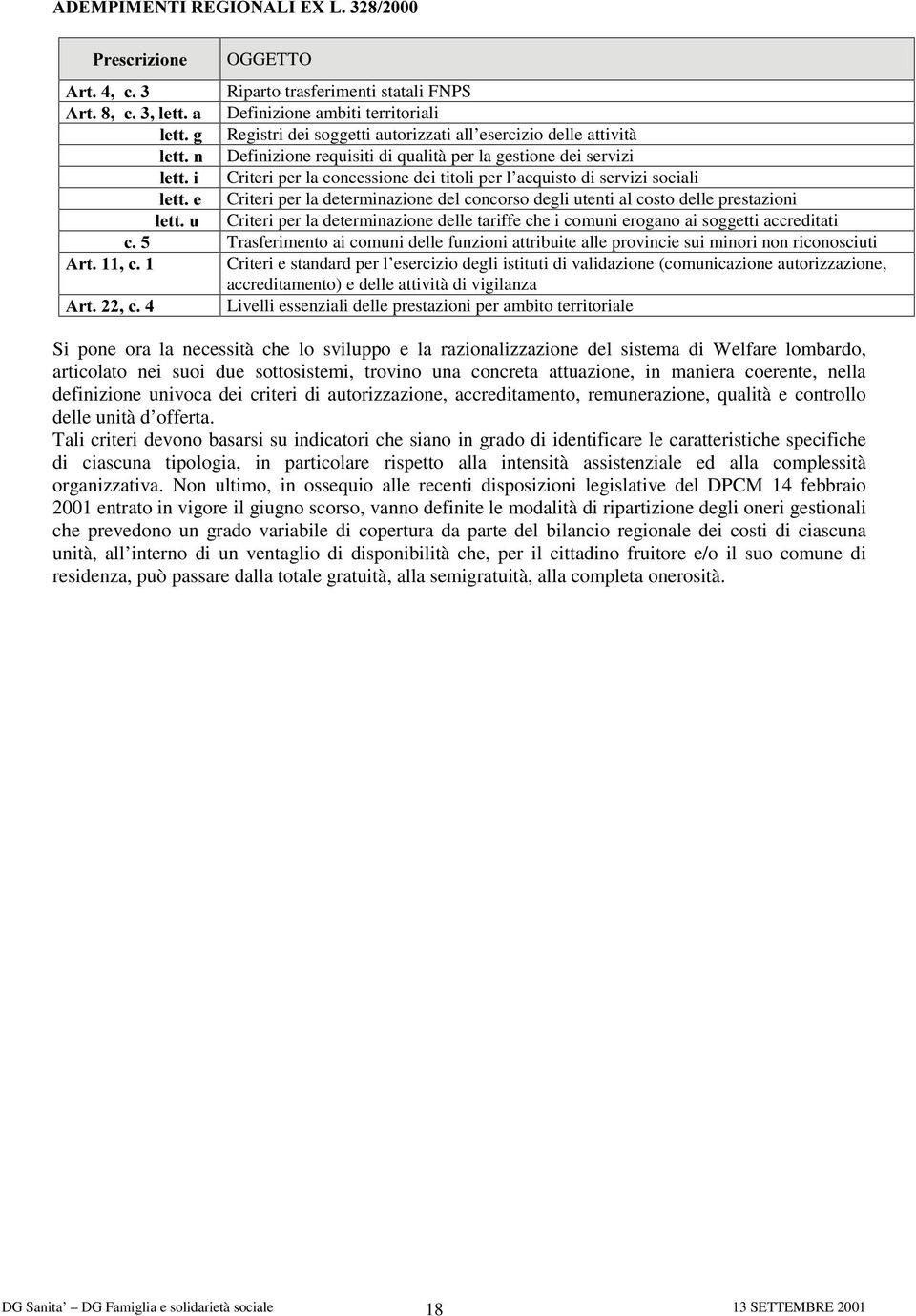 utenti al costo delle prestazioni OHWWX Criteri per la determinazione delle tariffe che i comuni erogano ai soggetti accreditati F Trasferimento ai comuni delle funzioni attribuite alle provincie sui