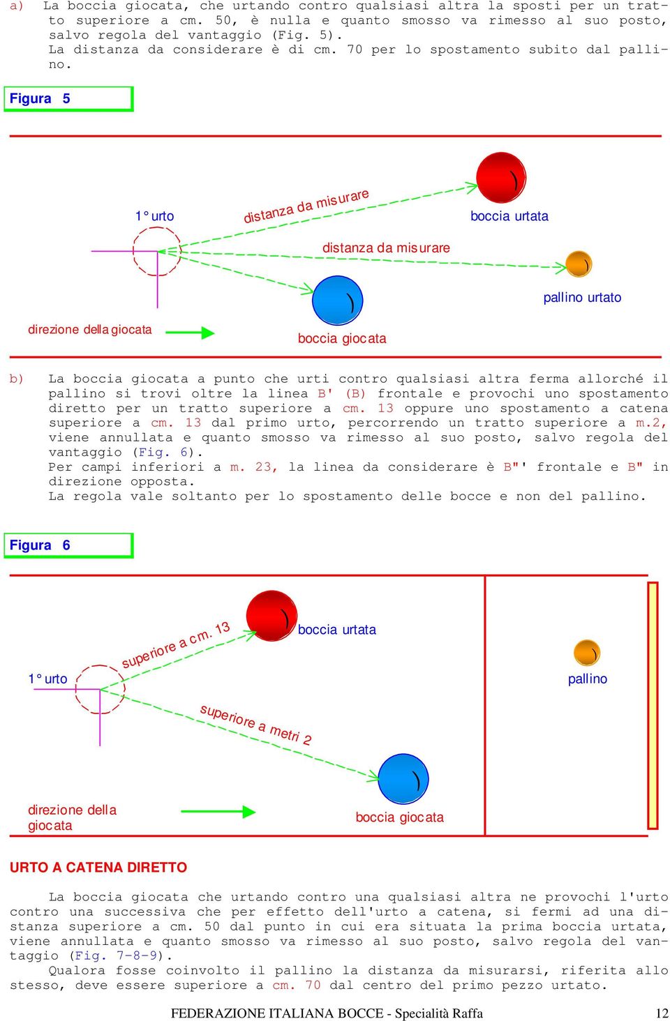 Figura 5 1 urto distanza da misurare boccia urtata distanza da misurare pallino urtato direzione della boccia b La boccia a punto che urti contro qualsiasi altra ferma allorché il pallino si trovi