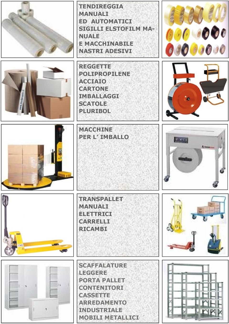 PLURIBOL MACCHINE PER L IMBALLO TRANSPALLET MANUALI ELETTRICI CARRELLI RICAMBI