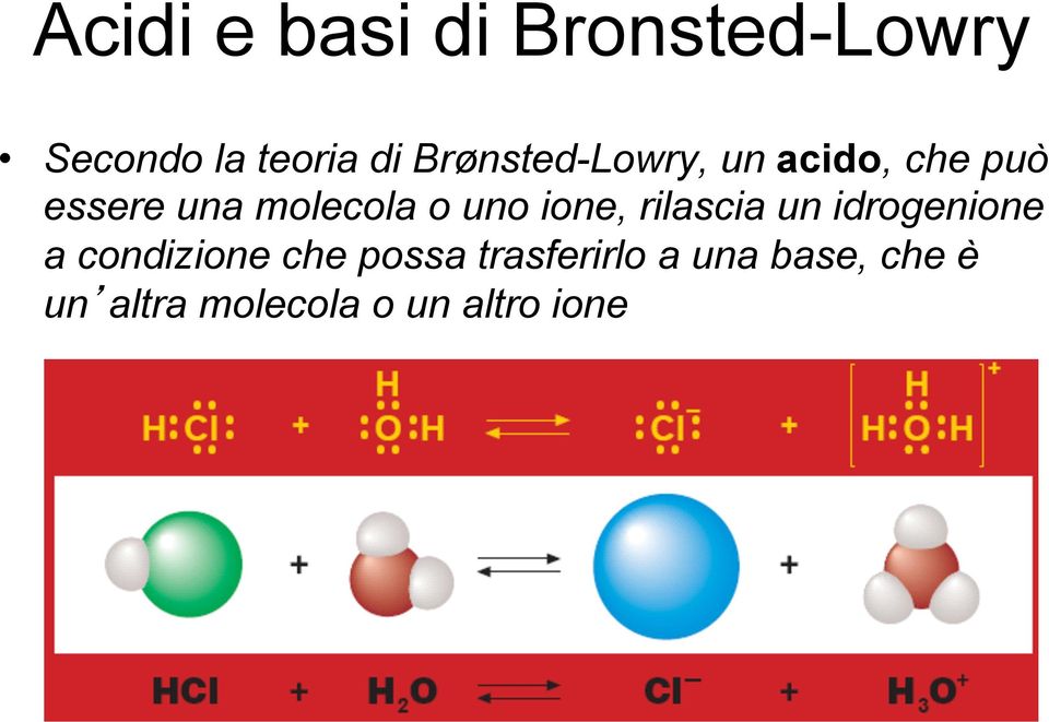 uno ione, rilascia un idrogenione a condizione che possa